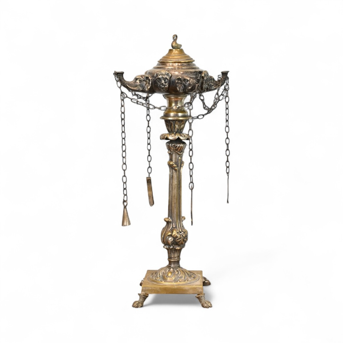 Lampe à huile en métal argenté - Italie, début du XIXe siècle